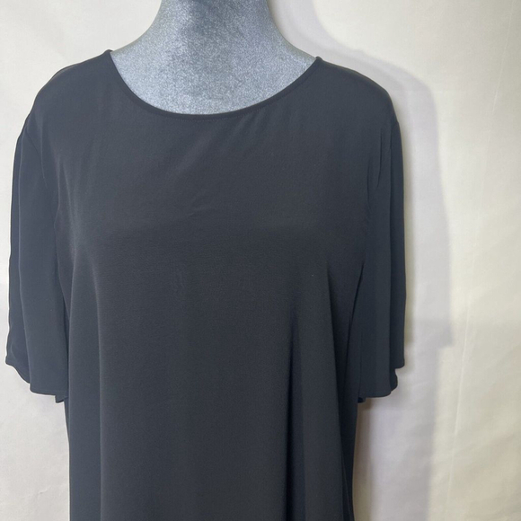 Eileen Fisher Jersey T-Shirt Midi Dress Women's Sz Medium Short Sleeve Black - Picture 2 of 14